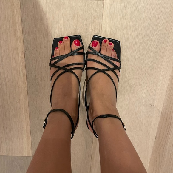 Zara heeled leather square toe sandals- size 37 - Picture 13 of 14